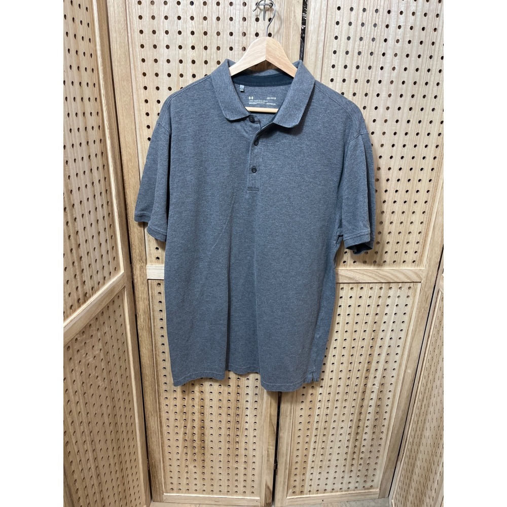 Under Armour Mens HeatGear Loose Fit Polo Shirt Grey Heathered Short Sleeve LG